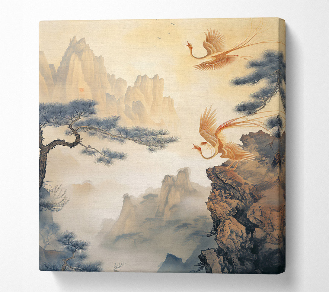  A Canvas Print of Golden Birds In Mist Canvas Print