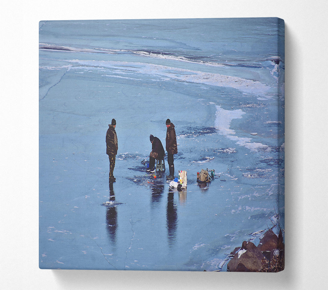  A Canvas Print of Blue Ice Fishermen Canvas Art