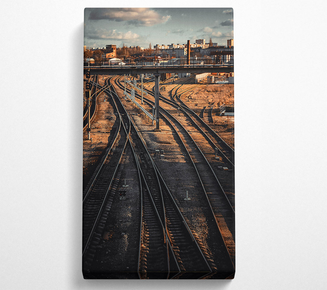  A Canvas Print of Golden Railroad Tracks Canvas Art