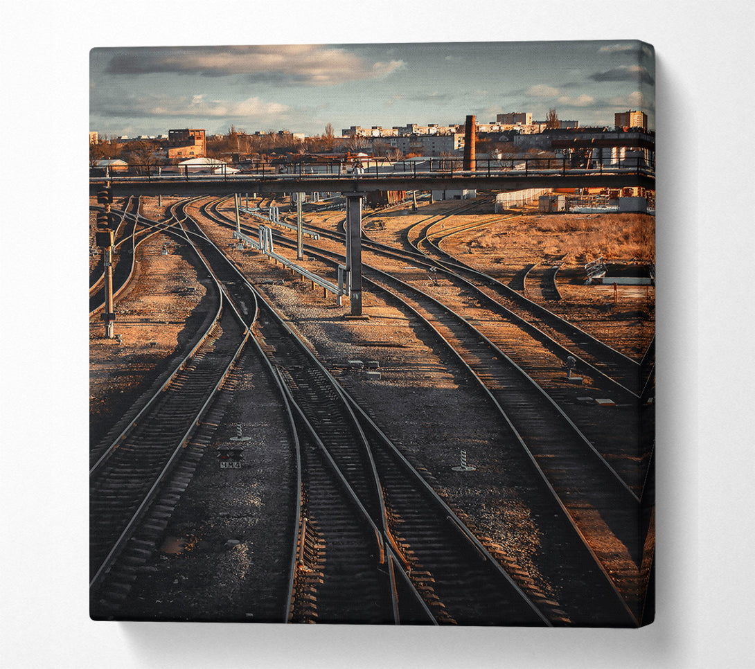  A Canvas Print of Golden Railroad Tracks Canvas Art