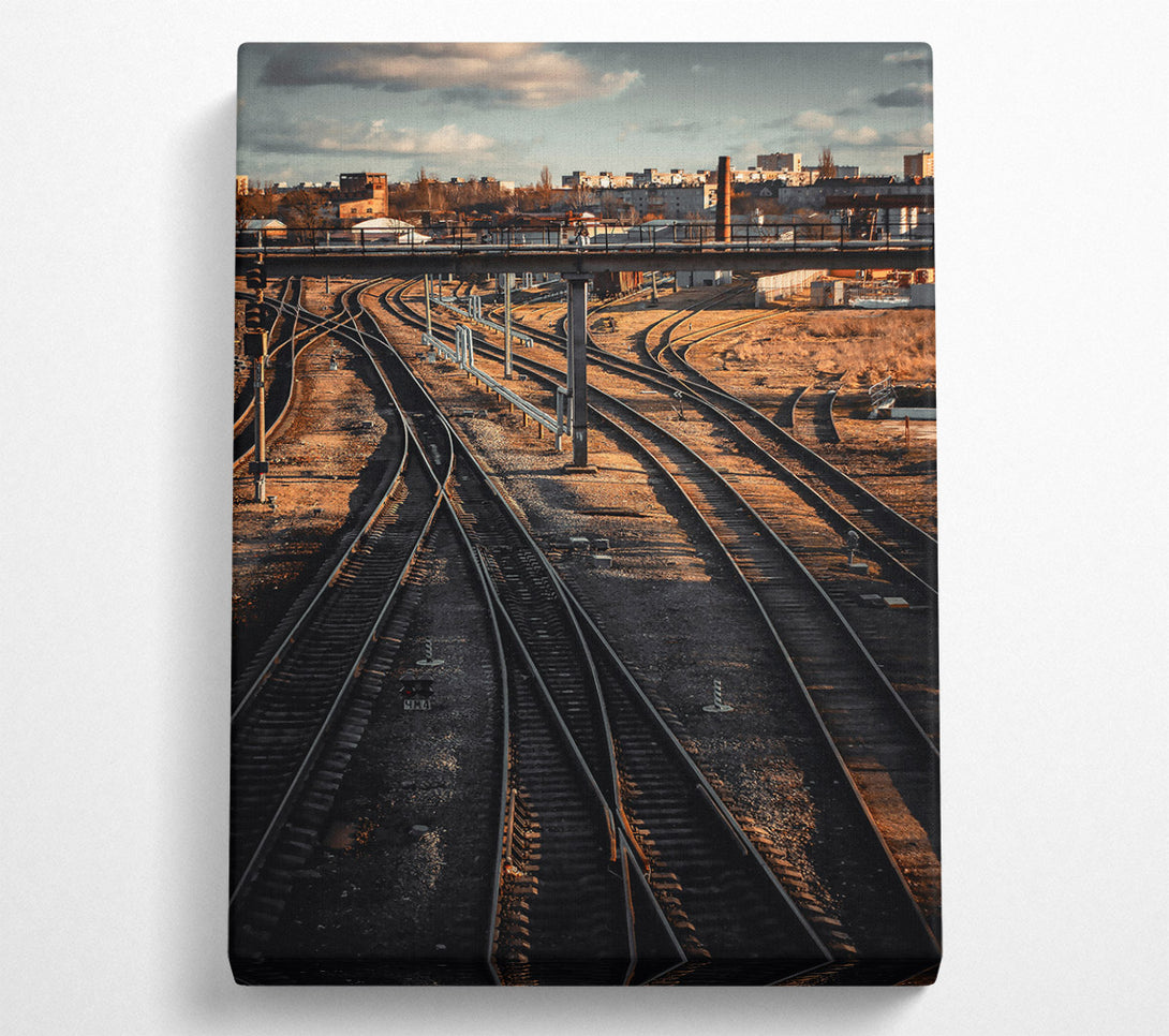  A Canvas Print of Golden Railroad Tracks Canvas Art
