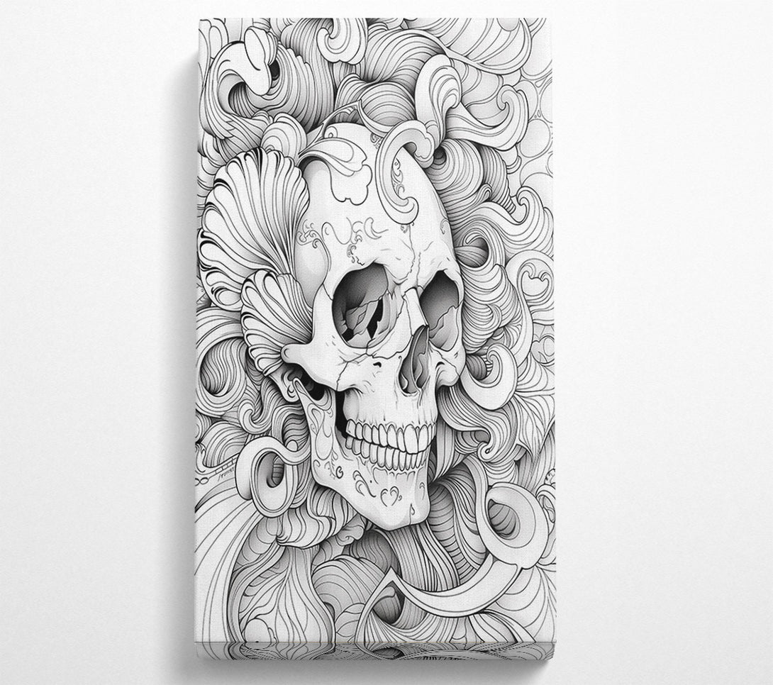  A Canvas Print of White Skull Swirls Canvas Print