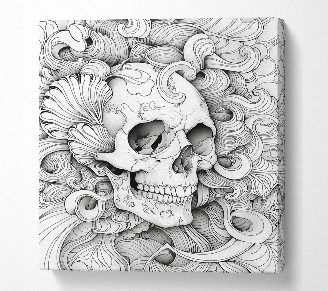  A Canvas Print of White Skull Swirls Canvas Print