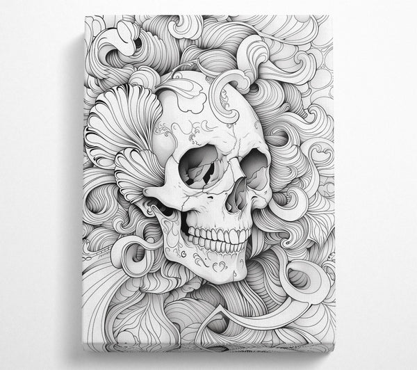 A Canvas Print of White Skull Swirls Canvas Print