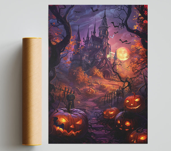 Orange Haunted Manor Giclee Print