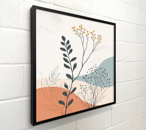 Orange And Dusty Blue Blooms