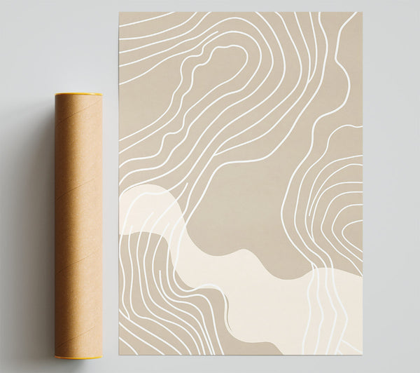 Beige Curving Lines Giclee Print