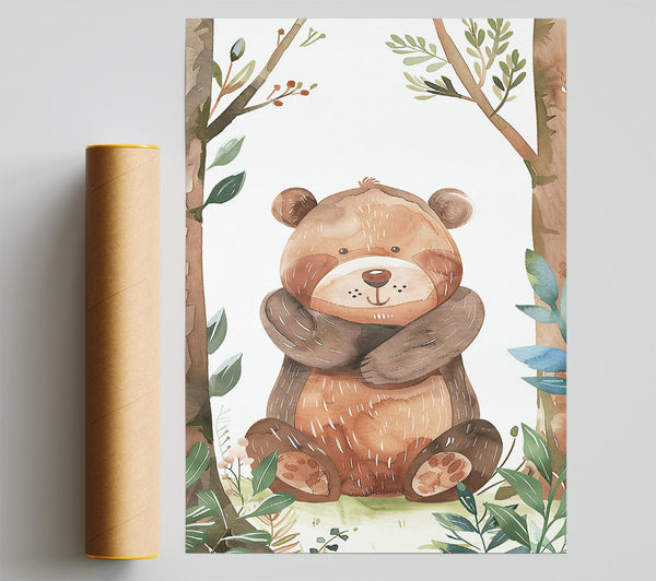 Brown Bear In The Woods Print