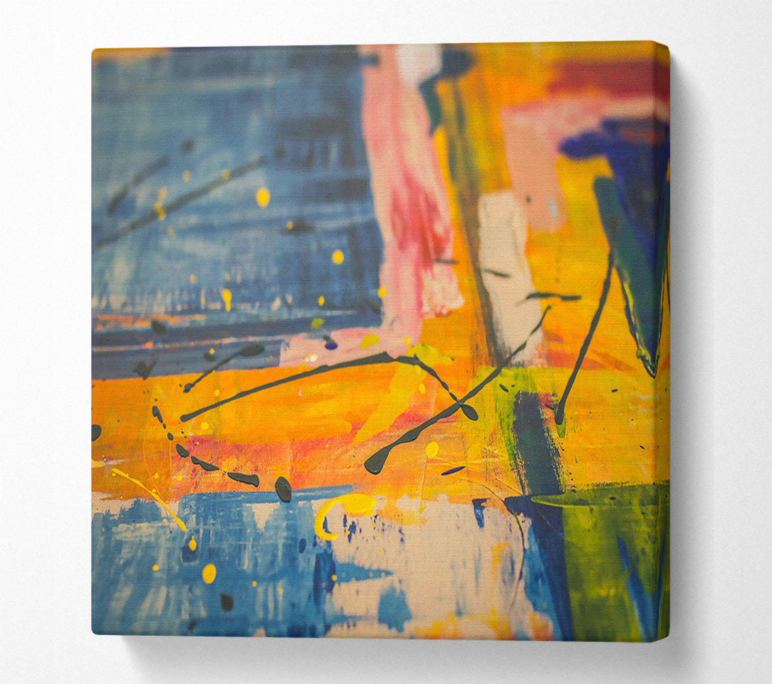  A Canvas Print of Orange Abstract Splashes Canvas Wall Art