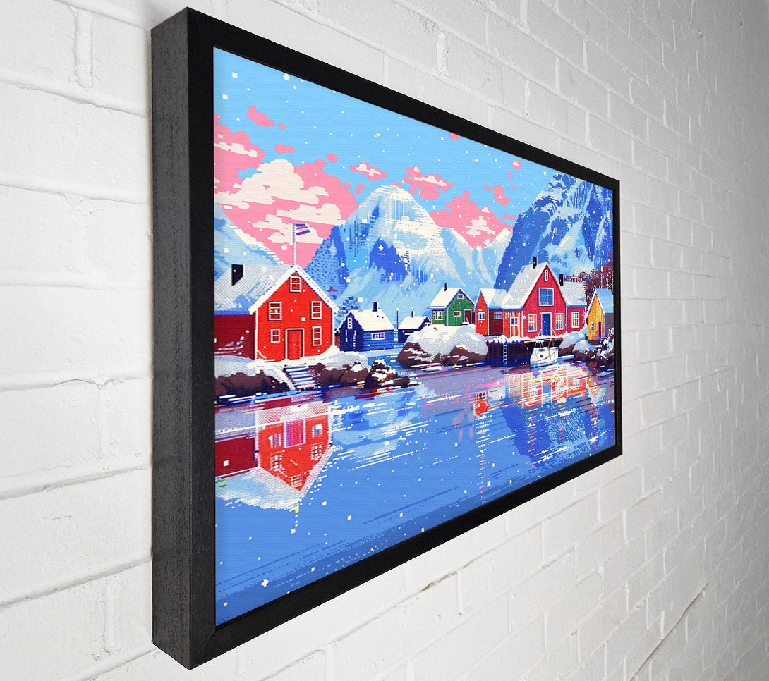  A Canvas Print of Blue Pixelated Harbor Canvas Print
