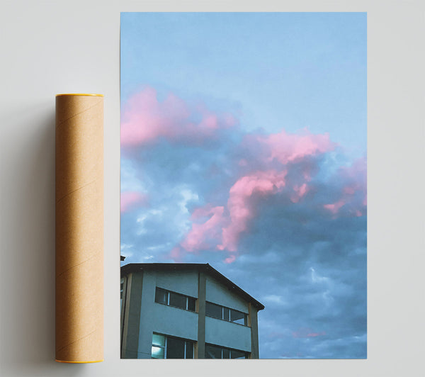 Pink Clouds And Building Giclee Print