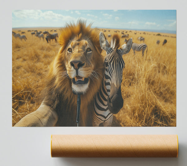 Golden Safari Selfie Poster