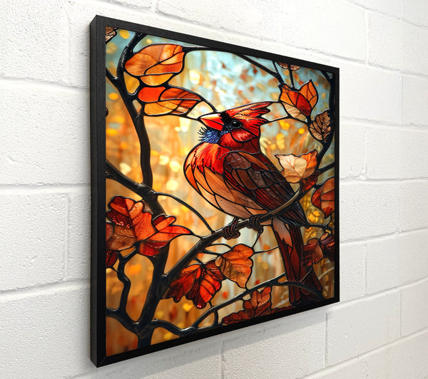 Crimson Cardinal Stained Glass