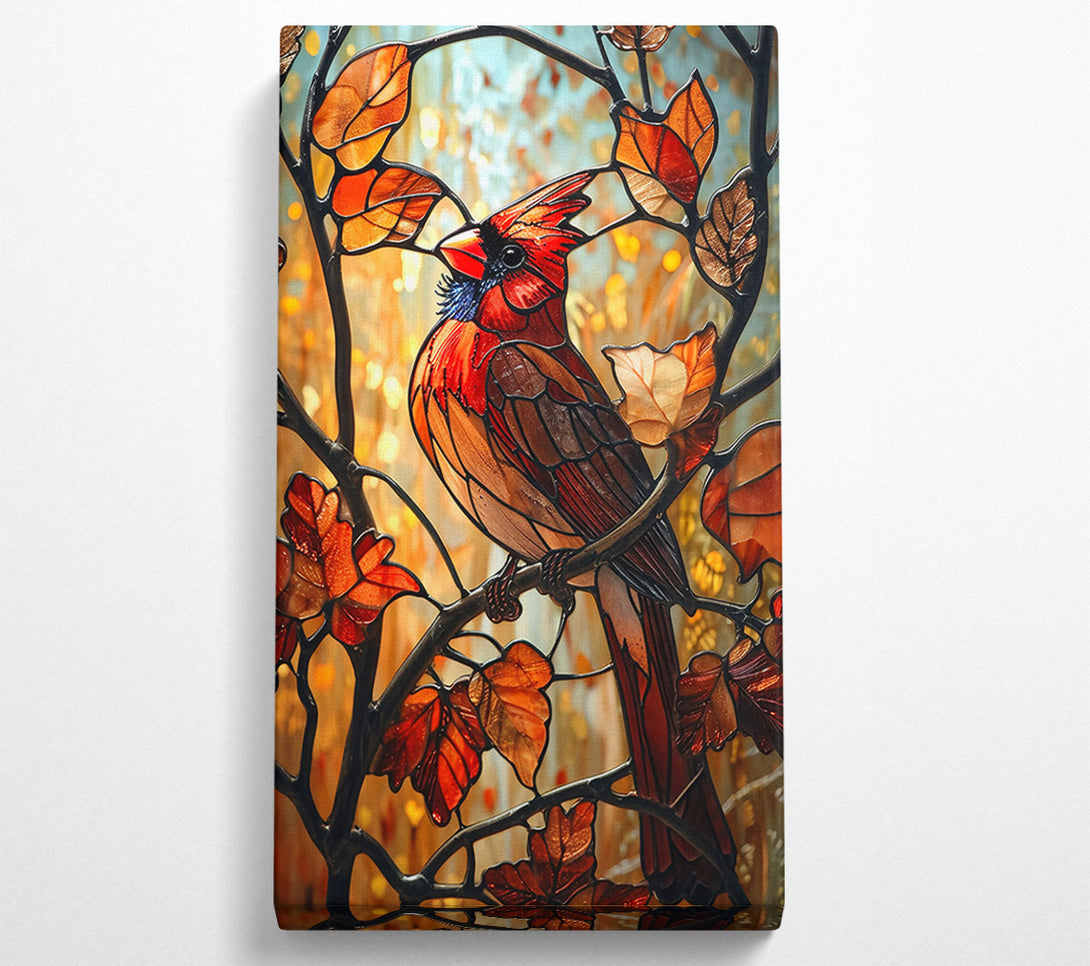 A Canvas Print of Crimson Cardinal Stained Glass Canvas Art