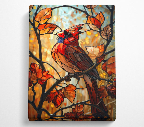  A Canvas Print of Crimson Cardinal Stained Glass Canvas Art