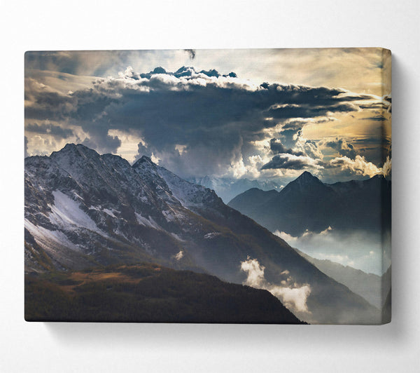  A Canvas Print of Gray Clouds Over Peaks Canvas Art