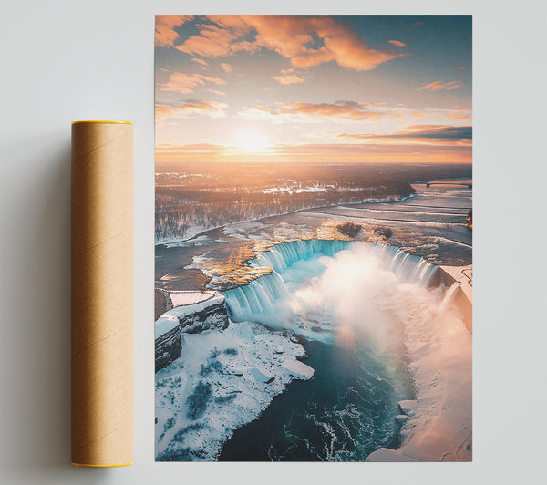 Golden Falls At Dawn Print
