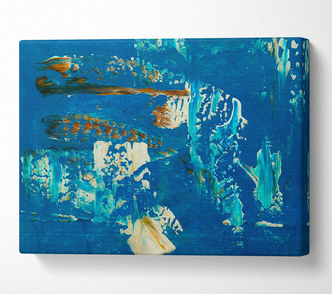  A Canvas Print of Azure Abstract Strokes Canvas Wall Art