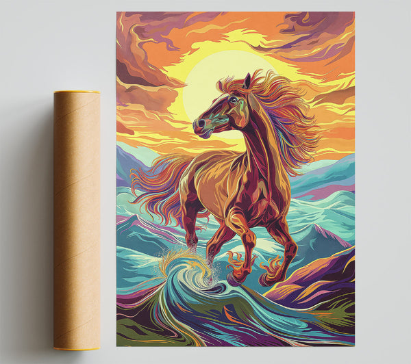 Crimson Horse'S Leap Poster