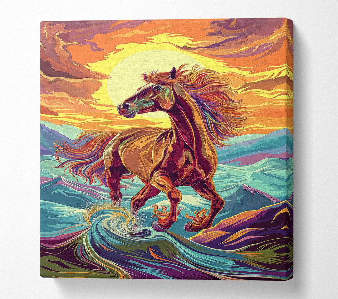  A Canvas Print of Crimson Horse'S Leap Canvas Art
