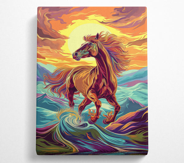  A Canvas Print of Crimson Horse'S Leap Canvas Art