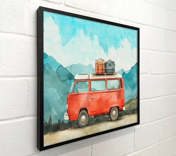 Red Van & Mountains