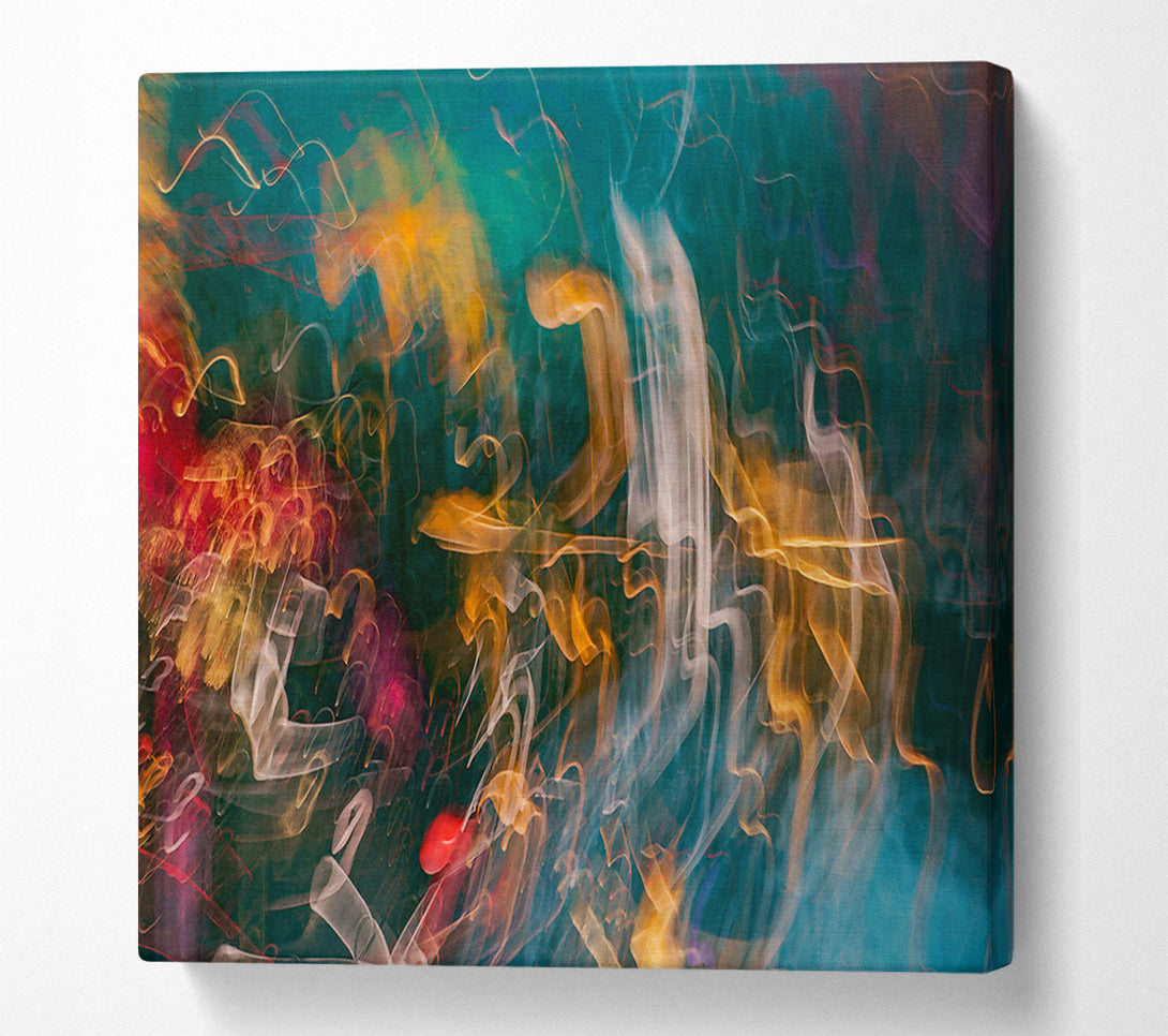  A Canvas Print of Teal And Golden Swirls Canvas Art
