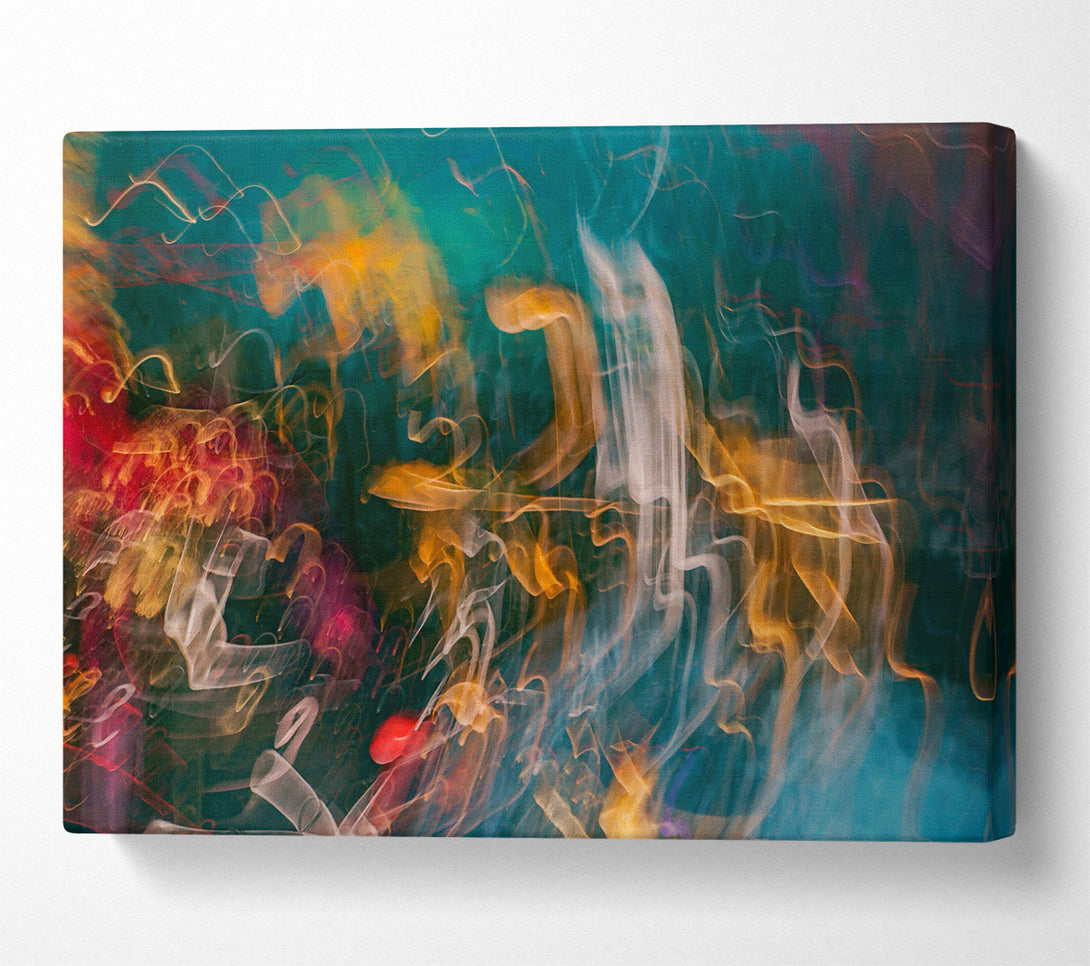  A Canvas Print of Teal And Golden Swirls Canvas Art