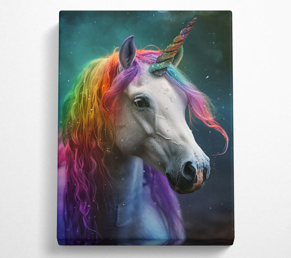 A Canvas Print of Colourful Unicorn Cute Canvas Wall Art