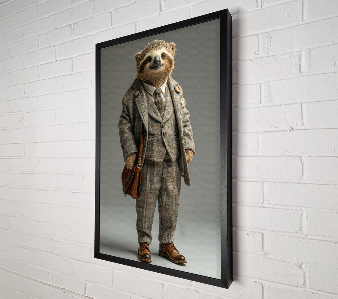  A Canvas Print of Brown Suit Sloth Canvas Art