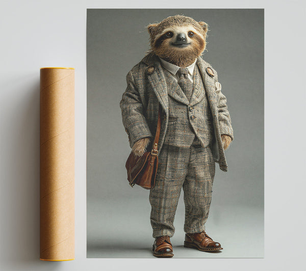 Brown Suit Sloth Giclee Print