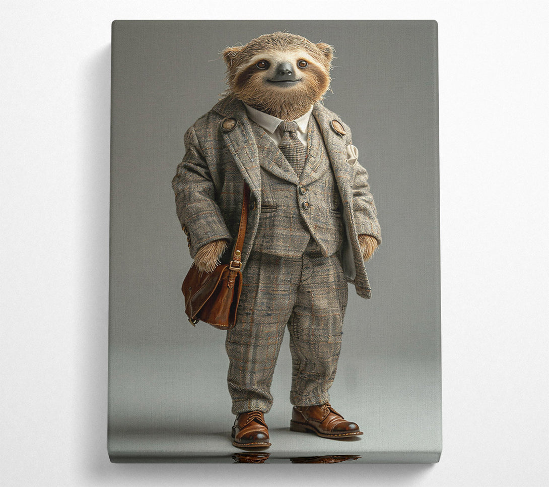  A Canvas Print of Brown Suit Sloth Canvas Art