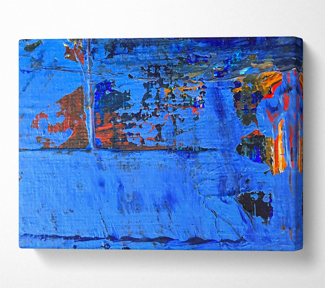  A Canvas Print of Azure Abstract Strokes Canvas Wall Art