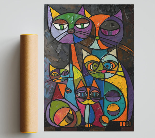 Orange Cat Family Portrait Print