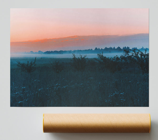 Teal Foggy Sunrise Print