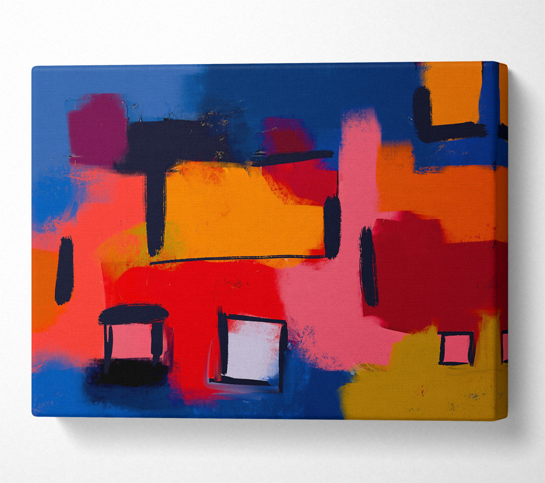  A Canvas Print of Orange Abstract Shapes Canvas Wall Art