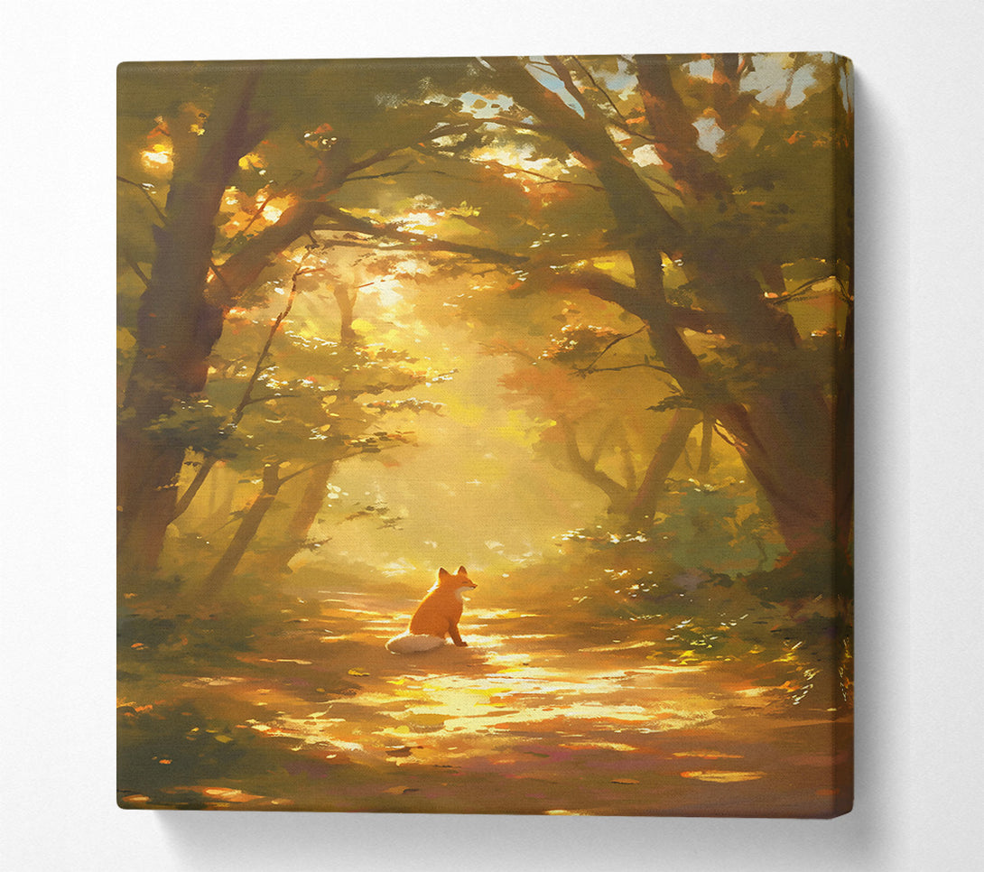  A Canvas Print of Golden Fox In Sunlight. Canvas Print