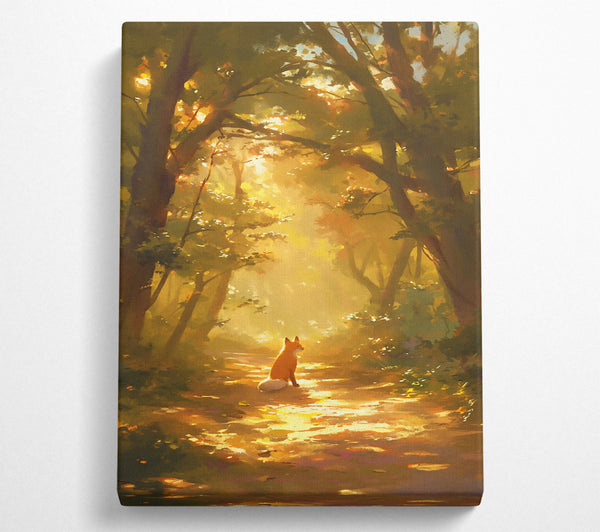 A Canvas Print of Golden Fox In Sunlight. Canvas Print