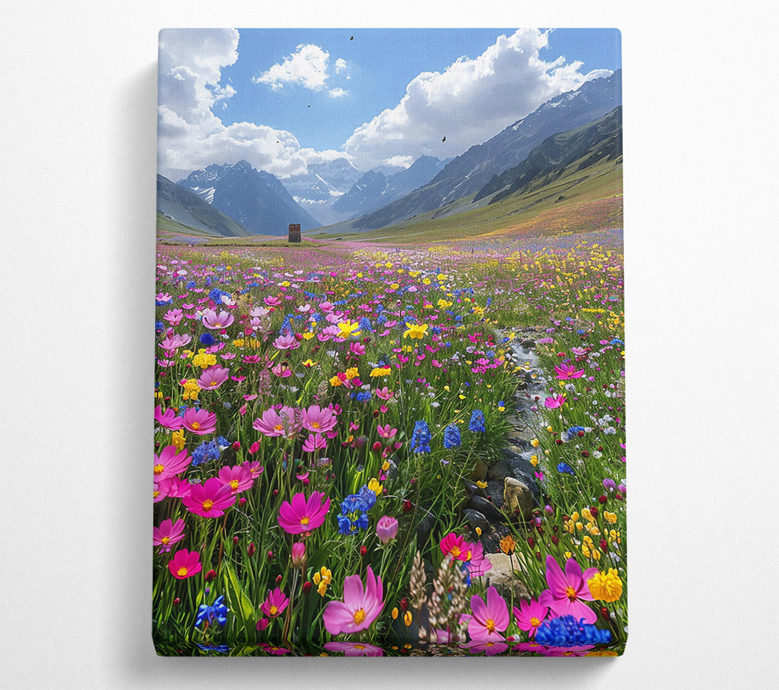  A Canvas Print of Pink Mountain Meadow Canvas Art