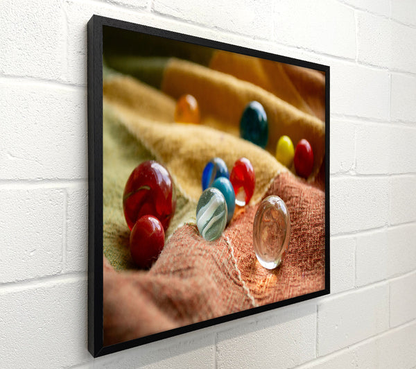 Clear Marbles On Fabric