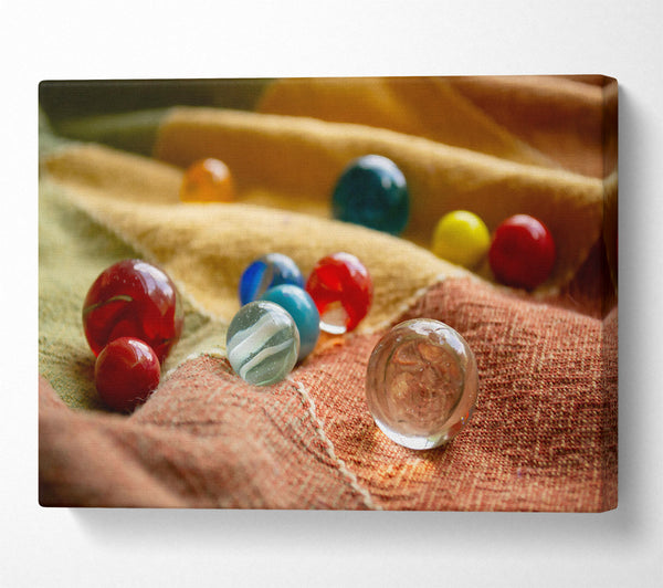  A Canvas Print of Clear Marbles On Fabric Canvas Print