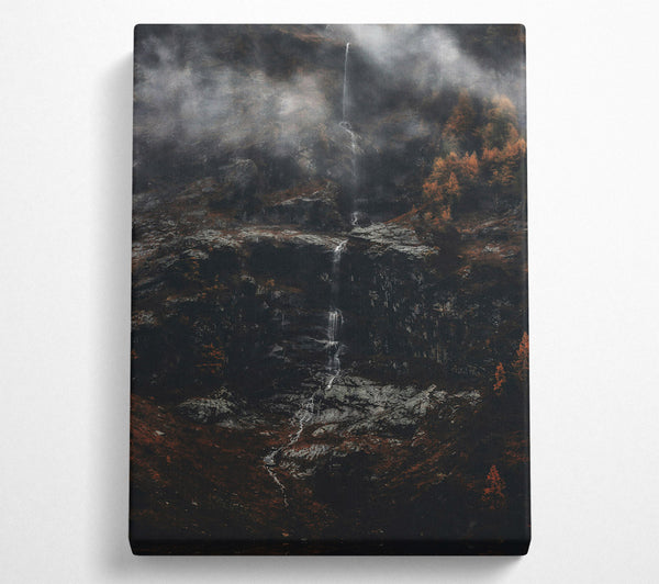  A Canvas Print of Grey Mountain Waterfall Canvas Art
