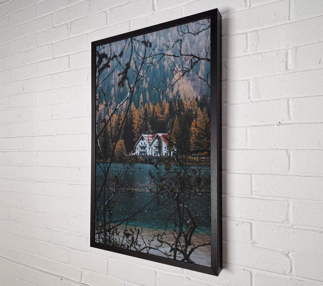 A Canvas Print of Teal Lake Retreat Canvas Print