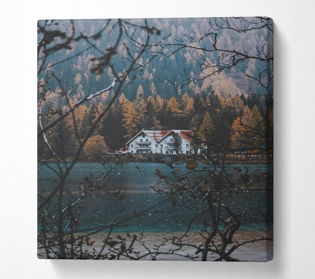  A Canvas Print of Teal Lake Retreat Canvas Print