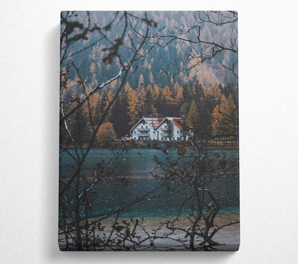  A Canvas Print of Teal Lake Retreat Canvas Print