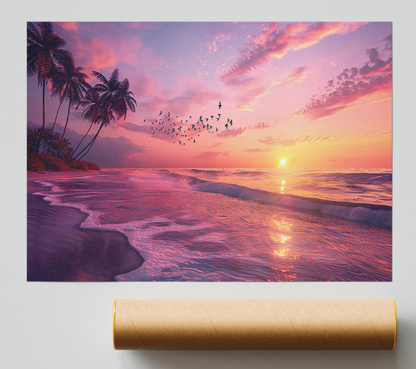 Pink Paradise Sunset Giclee Print