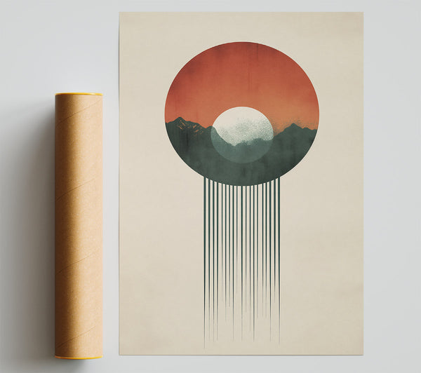 Crimson Mountain Sunset Poster