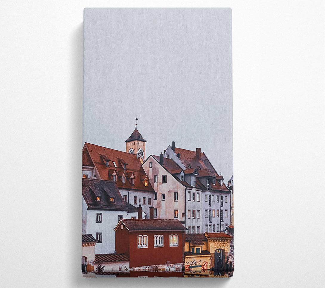  A Canvas Print of Crimson Rooftops Evening Canvas Print