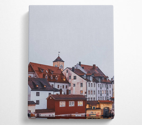  A Canvas Print of Crimson Rooftops Evening Canvas Print