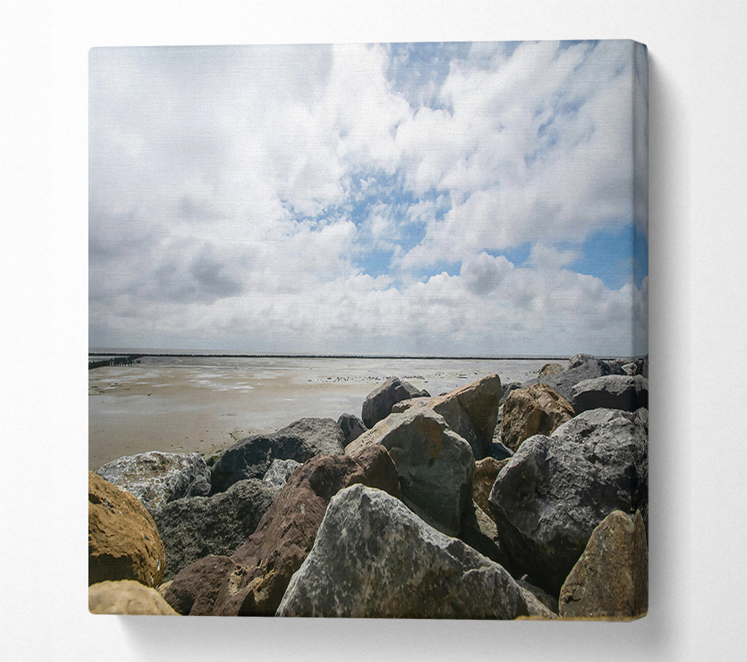  A Canvas Print of Grey Rocks By The Sea Canvas Wall Art